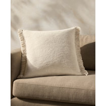 Piu outlets Belle Embroidered Cotton Pillows Light Beige Set of Two 28 Inches